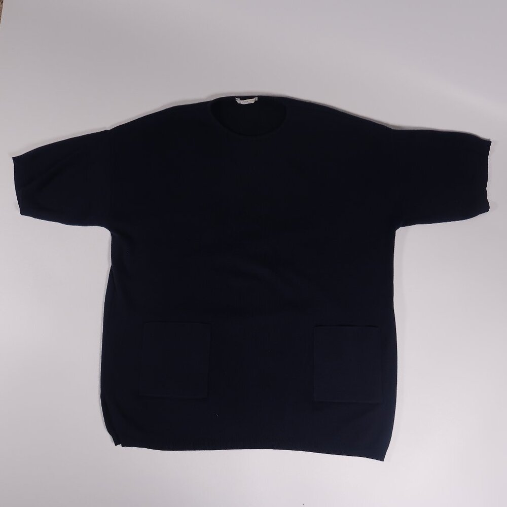 VTG Joan Vass Made in USA 100% Cotton Navy Knit Sweater XL 90s Minimalist